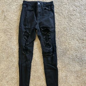 American Eagle Outfitters Black Distressed Skinny Jeans
